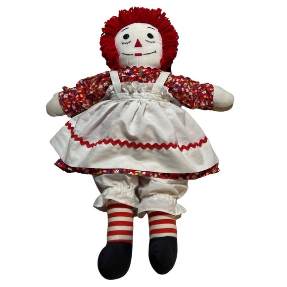 Vintage 1970 Raggedy Anne Doll Handmade 24" Tall with Flowered Dress Whi… - Picture 2 of 4